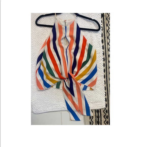 Tyche Rainbow Stripe Tie Front Top Size: Small - Picture 4 of 5